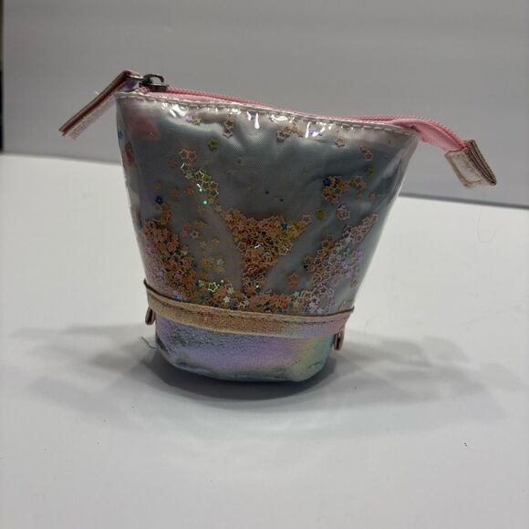 Star Confetti Telescopic Zippered Pencil Pouch Pink Silver - Picture 3 of 12